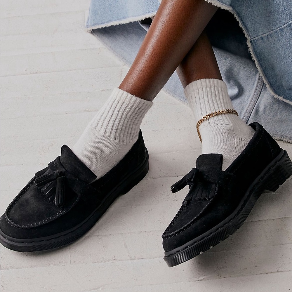 Dr Marten black suede loafers